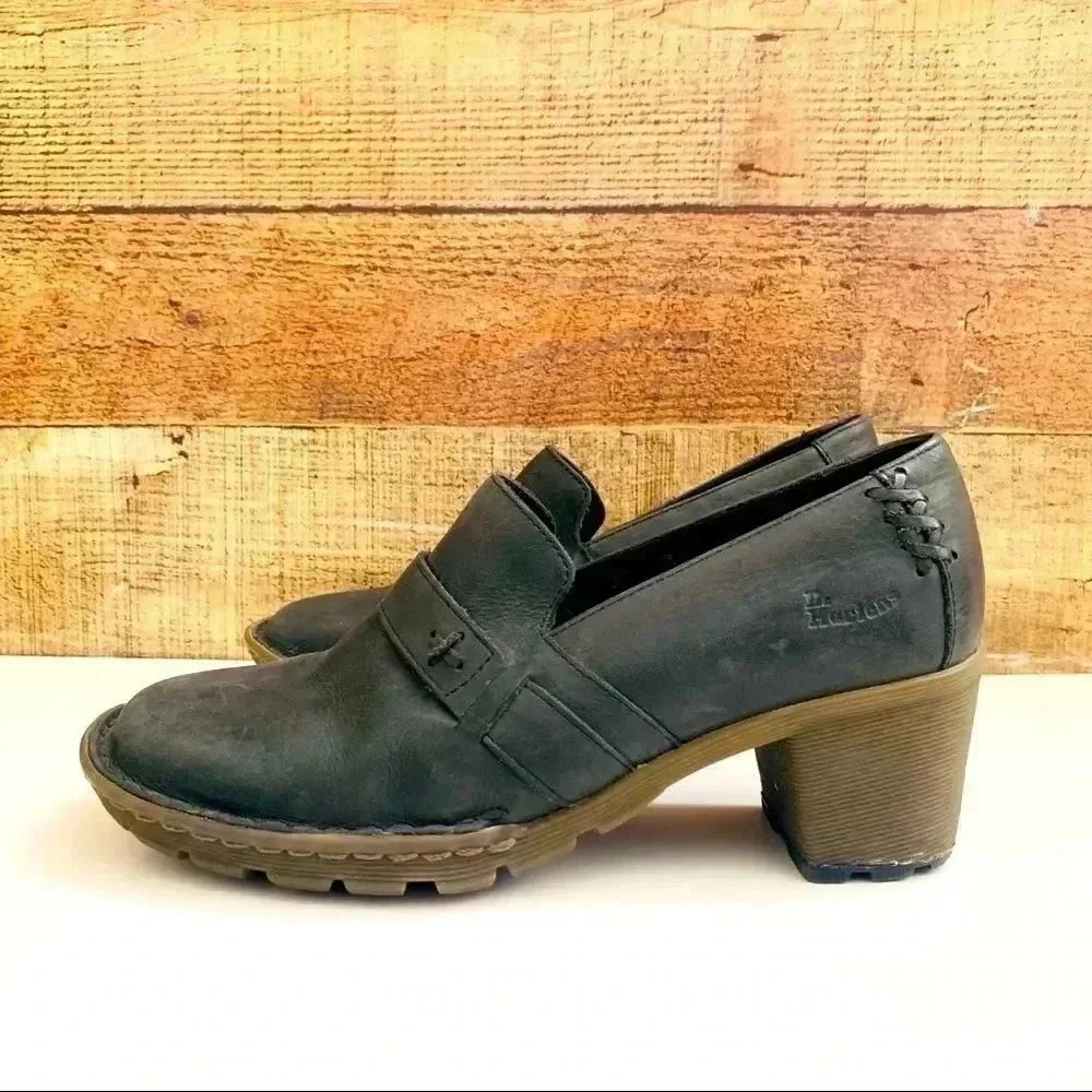 Vintage Rare Dr. Martens Dana Wildhorse Leather Heeled Loafers